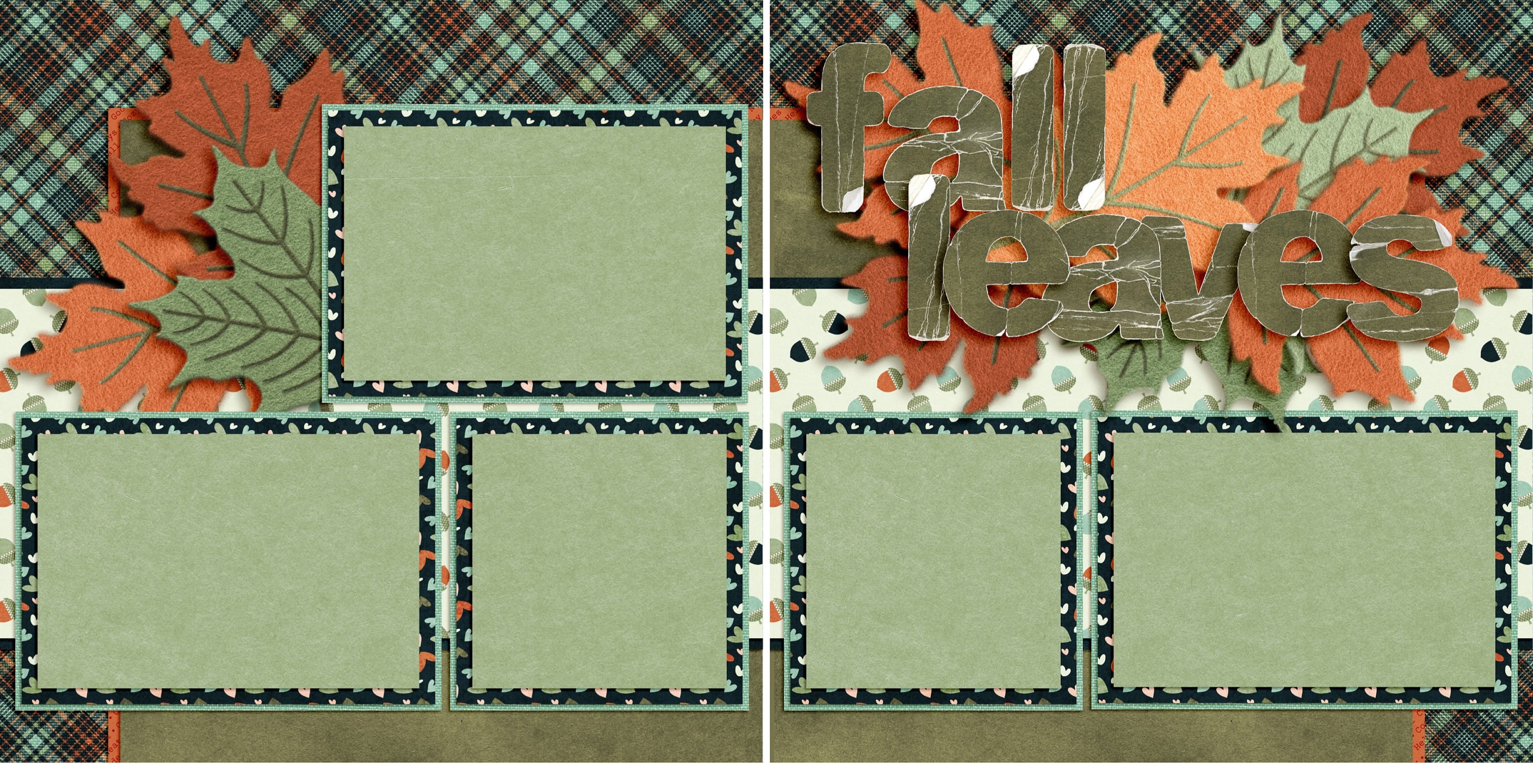 Fall Leaves - 2 Premade Scrapbook Pages - EZ Layout 3562 - Etsy