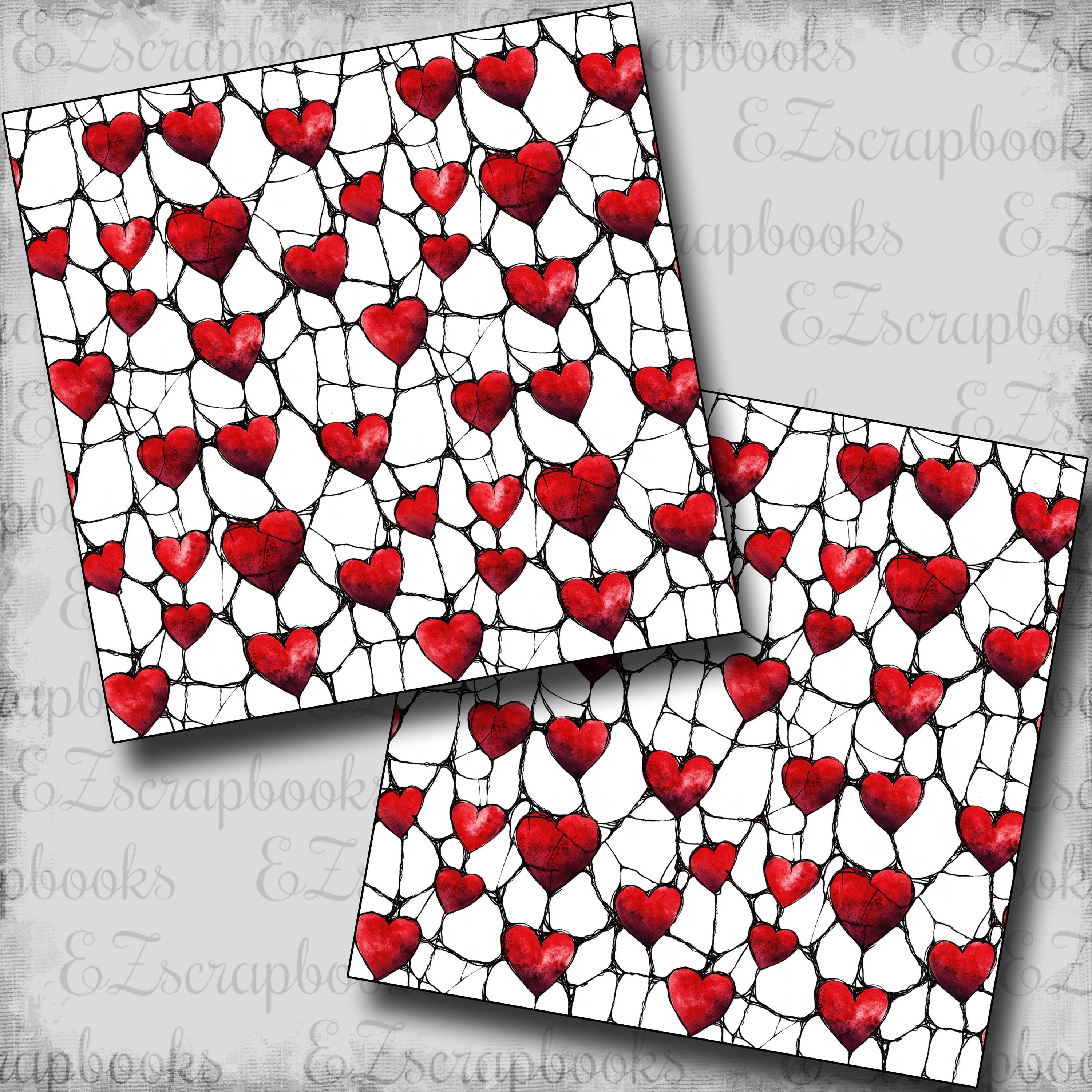 Webbed Heart Webbed Hearts - Halloween Scrapbook Papers - Card Stock - EZ Layout 25 ...