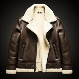 Men’s Vintage Brown Shearling Leather Aviator Jacket