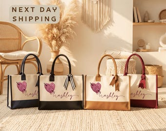 Custom Knitting Heart Tote Bag, Personalized Yarn Lover Gift, Crochet Craft Tote, Printed Yarn Design Bag
