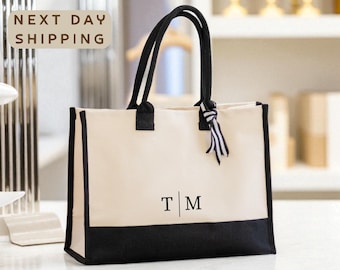 Custom Tote Bag, Bridesmaid GiftsTote Bag, Embroidered Canvas Tote Bag with Initials, Bridal Shower, Personalized Gifts, Bachelorette Gifts