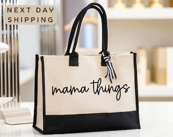 Personalized Family Canvas Bag, Custom Mama and Grandma Tote Bag, Custom Text Design for Loved Ones, Family Gift Idea
