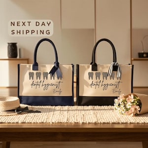 Bolso personalizado para higienista dental: Regalo para higienista dental, lienzo con temática dental, regalo para higienista dental, artículos dentales