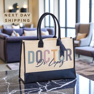 Personalized Doctor Name Cotton Canvas Tote Bag Custom Doctor Gift Future Doctor Gift Doctor Student Graduation Gift