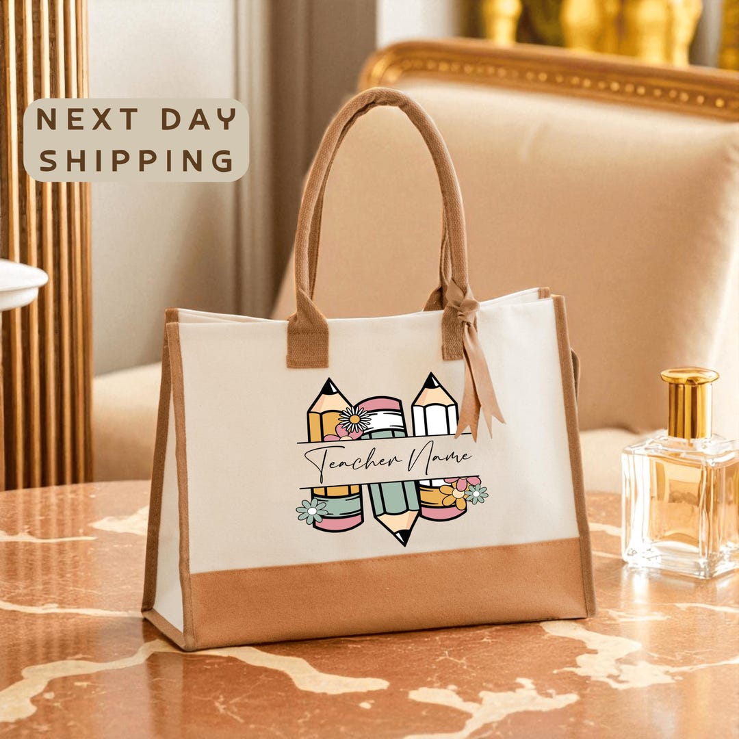 Personalized Teacher Cotton Canvas Tote Bag Gift for Teachers Teacher ...