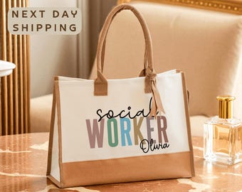 Personalized Social Worker Cotton Canvas Tote Bag ,Custom Social Worker Gift Bag Counselor Bag Social Worker Appreciation Tote Bag