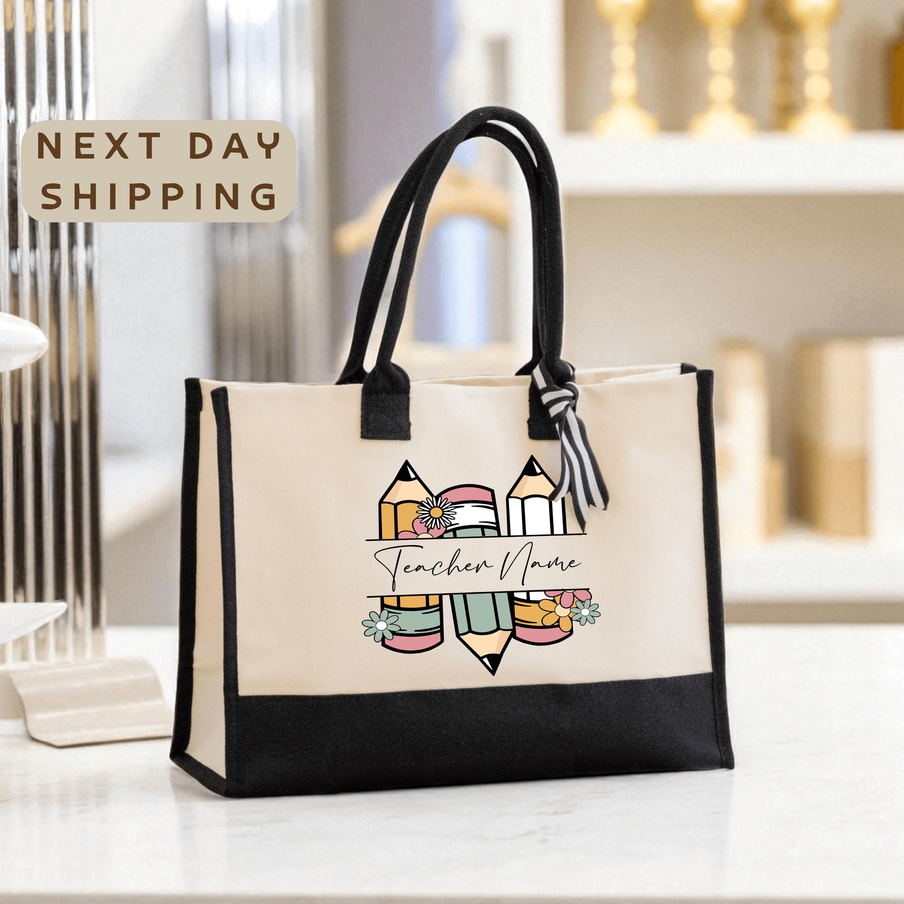 Personalized Teacher Cotton Canvas Tote Bag Gift for Teachers Teacher ...