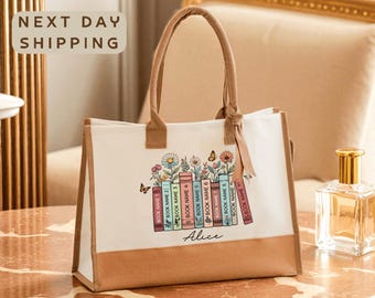 Custom Book Title Tote Bag, Personalized Canvas Bag with Favorite Book Name, Literary Design Gift for Readers