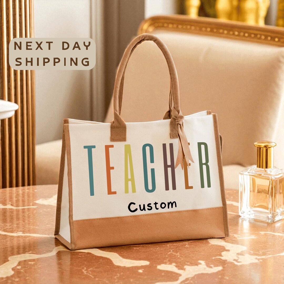 Personalized Teacher Tote Bag | Custom Canvas Teacher Gift | Custom ...