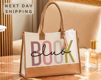 Book Club Tote Bag, Library Tote, Book Lover Gift, Reading Tote Bag, Literary Gift, Canvas Book Bag, Bookworm Tote, Teacher Gift