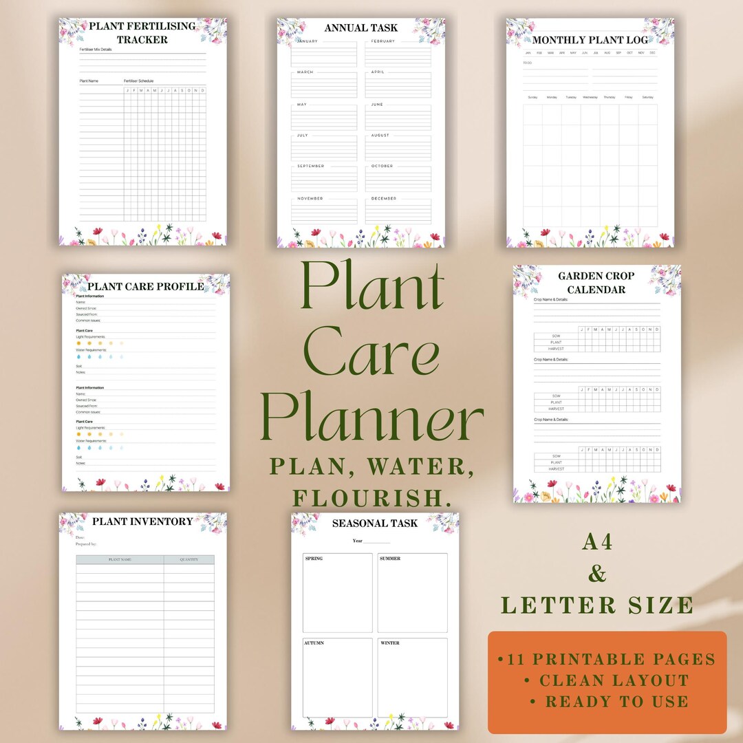 Indoor Plant Care Tracker: Houseplant Journal, Garden Logbook (printable PDF) - Etsy