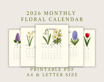 Monthly Calendar: 2026 Printable Calendar (Digital Download)