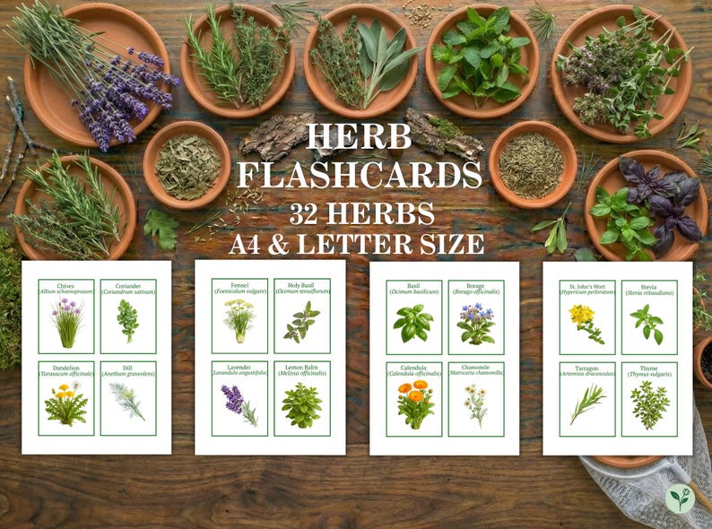 Herb Flashcards, Printable Botanical Identification Cards, Medicinal ...