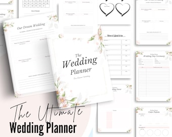 Digital Wedding Planner Printable Bridal Organizer Budget, Guest List, Checklist & Timeline  Download