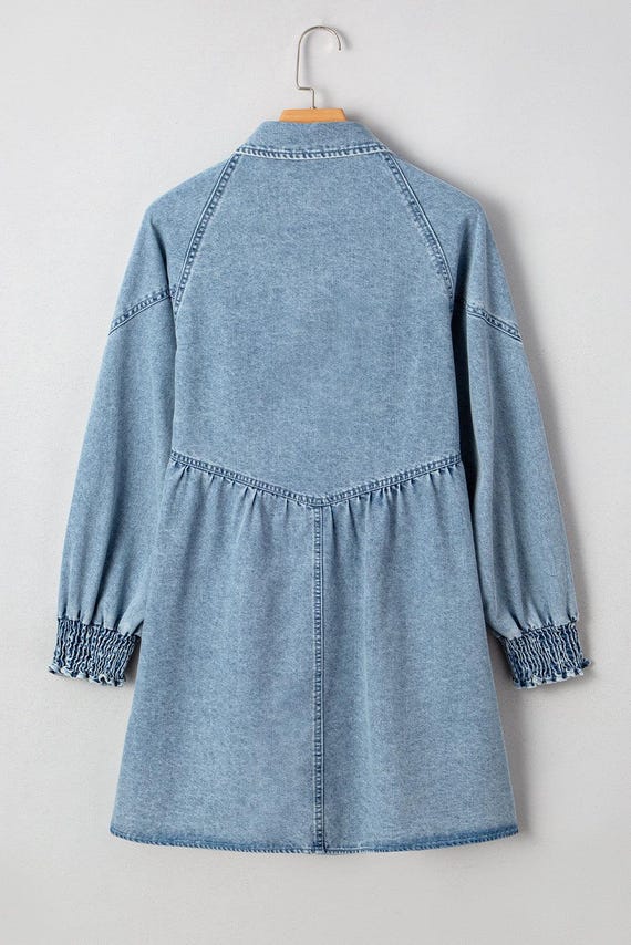 denim smocked mini dress Maisie Smocked Denim Mini Dress by Free People in Dark Wash, Size: XS
