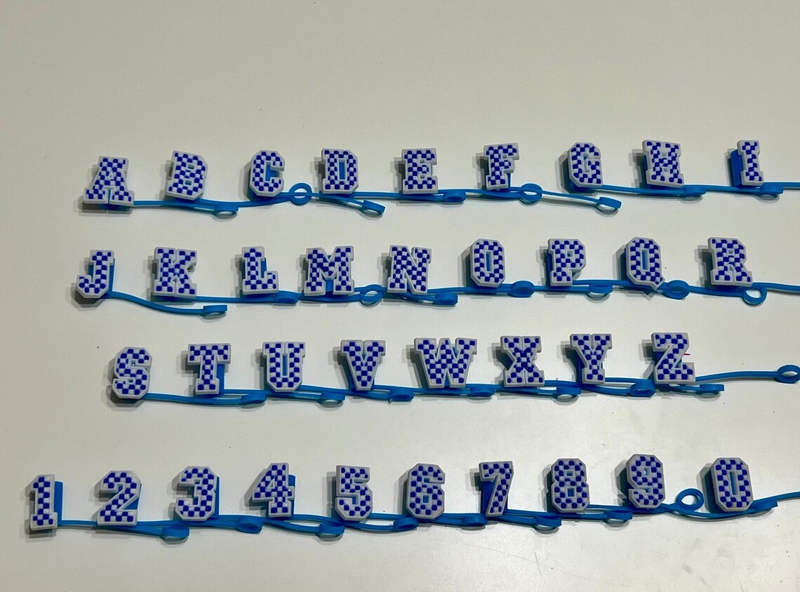 Checkpoint Letters Blue White Check Letters & Numbers Straw Topper 10mm - Etsy