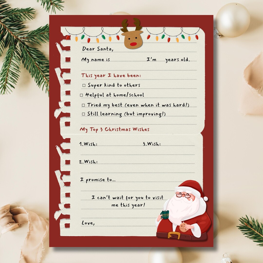 Kids Christmas Wish List Printable, Funny Letter to Santa Printable ...