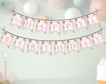 Fairy Happy Birthday Banner | Pink Floral Party Decor (Digital Download)