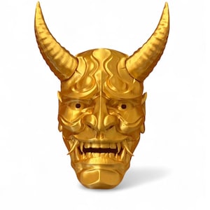 Maschera Hannya – Maschera da parete giapponese del demone Oni / Oggetto da collezione stampato in 3D da VoidCraft Studio