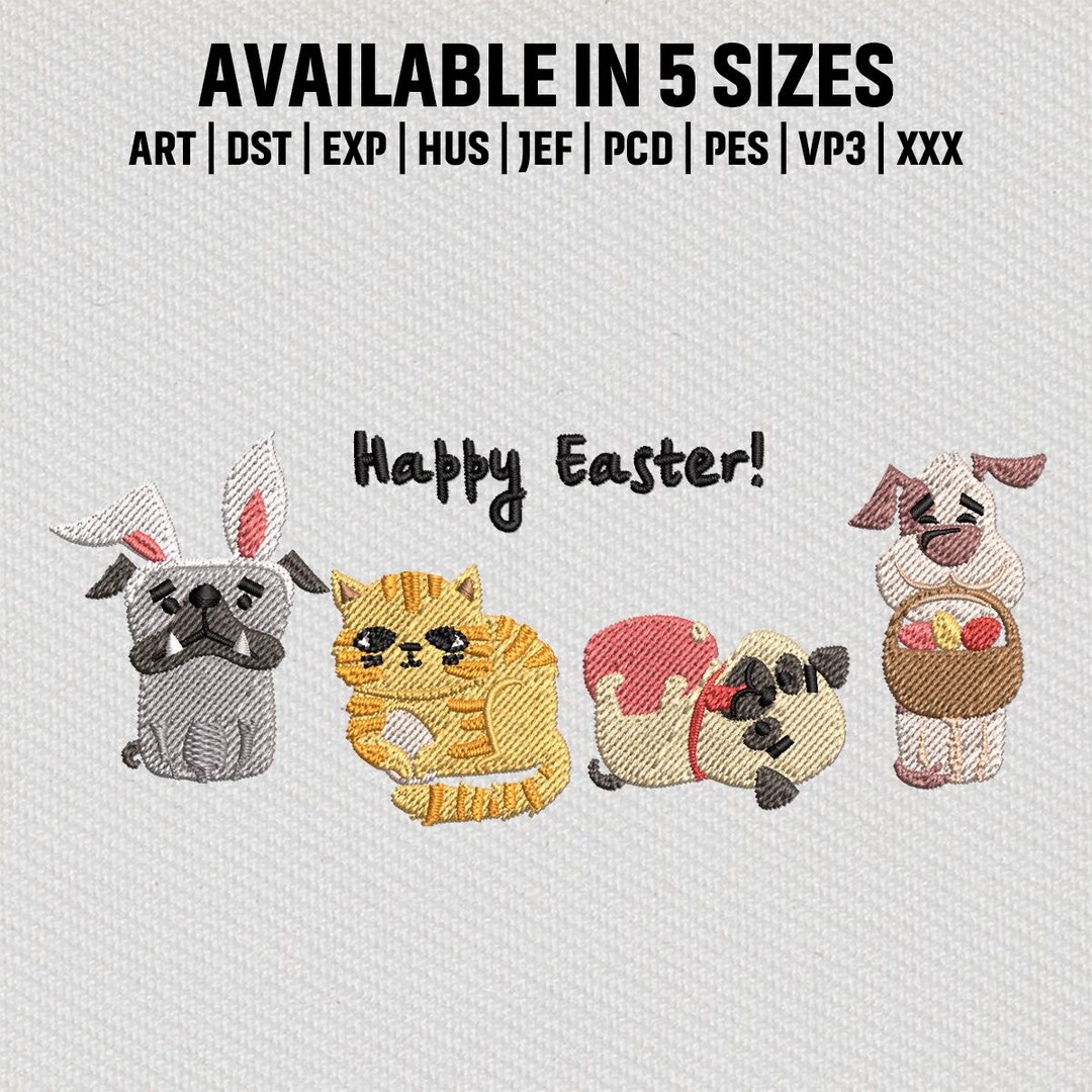 Egghead Designs Happy Easter Animal Embroidery Design, Funny Easter Animals Embroidery ...