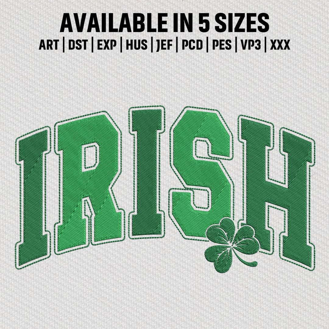 Irish Text Box Design Irish Varsity Letter Embroidery File, Bold Collegiate St Patrick Design ...