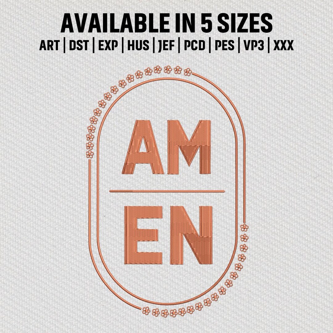 Amen Typography Embroidery File, Minimal Faith Lettering, Christian ...