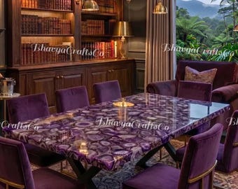 Tablero de mesa de comedor ovalado de ágata roja hecho a mano, mobiliario de lujo para conferencias con piedras preciosas.