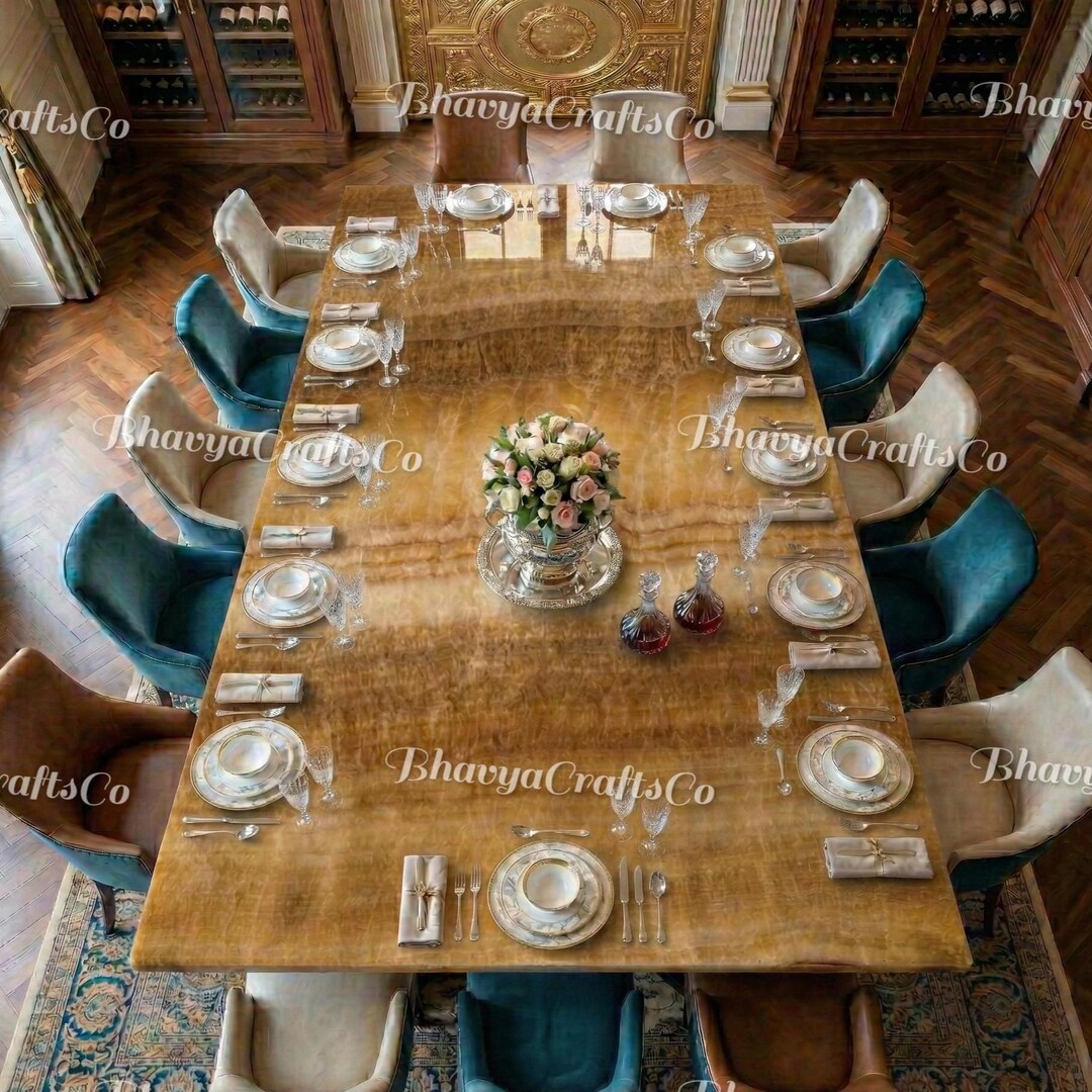 Handmade Honey Onyx Dining Table Slab, Luxury Natural Gemstone ...
