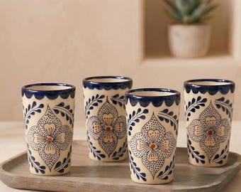 Shot Glass Set, Unique Tequila Gifts Hand Painted in Mexico, Talavera Shot Glasses