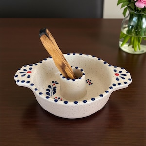 Palo Santo Burner, Ceramic Incense Holder for Sticks or Wood, Hand-painted by Artisans