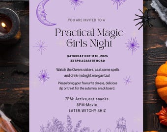 Practical Magic Movie Watch Party Girls Night Editable Invitation: Witchy 90s Hen (Digital Download)
