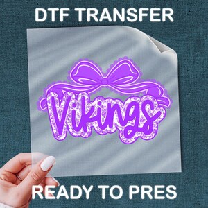 Vikings Shirt Transfer, Bow Letter Art DTF Decal (Custom Size)