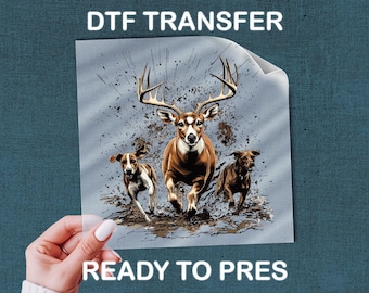 Running Deer and Hunting Dogs DTF Transfer, Ready to Press Design