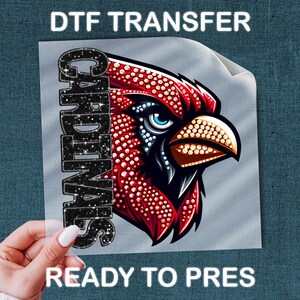 Cardinals Rhinestone DTF Transfer for DIY Fan Shirts Hoodies  Hats - izable Vibrant Designs