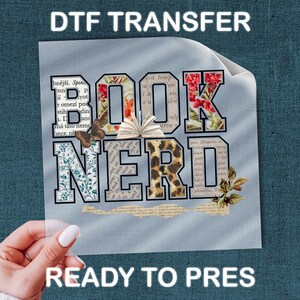 Book Nerd DTF Transfer, Library Reader Lifestyle Collage Style Graphic Tee Design