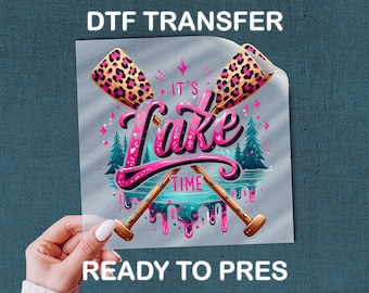 It's Lake Time DTF Transfer, Outdoors Summer Vacation Water Pine Tree Print