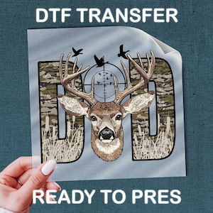 Dad Buck DTF Transfer, Wildlife Rustic Style - Camouflage Letter