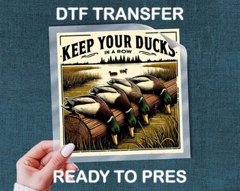 Mallard Hunting DTF Transfer, Vintage Nature Scene For Outdoorsy Apparel