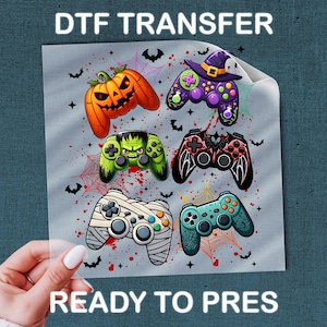 Halloween Controller DTF Transfer, Spooky Gamer Pumpkin Iron On