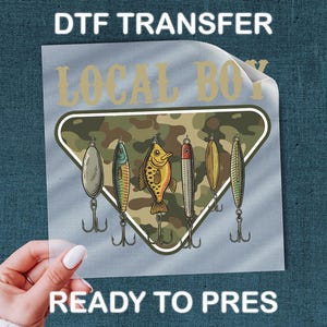 Outdoor Angler DTF Transfer, Local Boy Fish Lure Illustration Ready to Press
