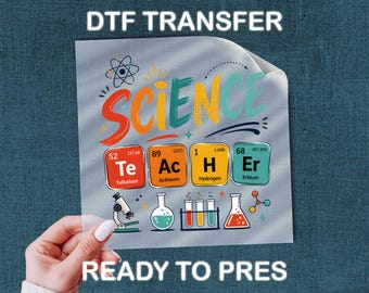 Science Teacher DTF Transfer, Back to School STEM Theme (Easy Apply)