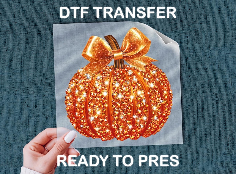 Pumpkin DTF Transfer - Sparkly Fall Halloween Graphic