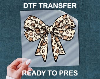 Leopard Bow DTF Transfer, Coquette Animal Print For Trendy Girl Tees
