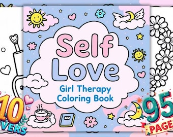 Self Love Girl Therapy Coloring Pages Bundle