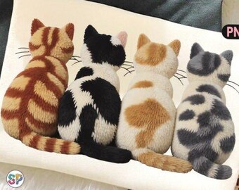 Latch Hook Yarn Cats PNG