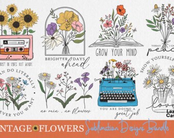 Vintage Flowers Sublimation Bundle PNG