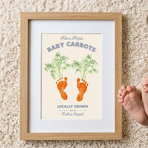 Printable Template Carrot Patch Easter Footprint Art, Easter Printable Gift, Easter Keepsake Gift, Baby Feet Keepsake Craft (Download)
