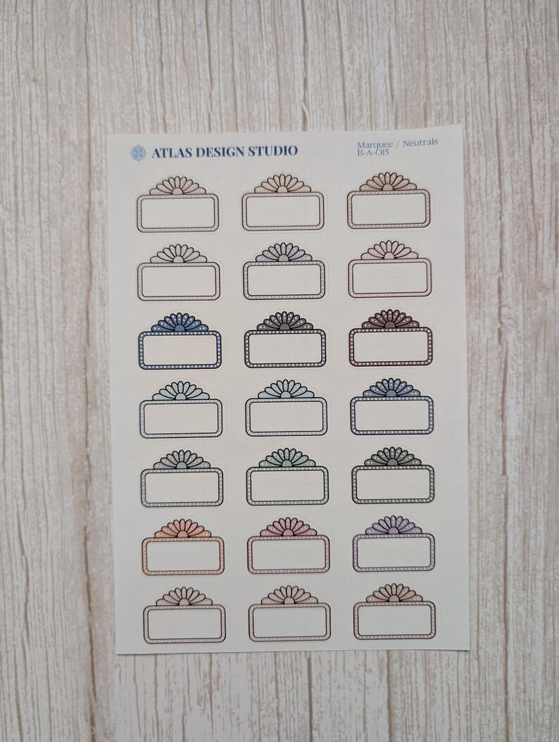 Rectangular Assorted Sticker Sheet Marquee Sticker Sheet | Neutral Colors | TV Show or Movie Night Sticker ...