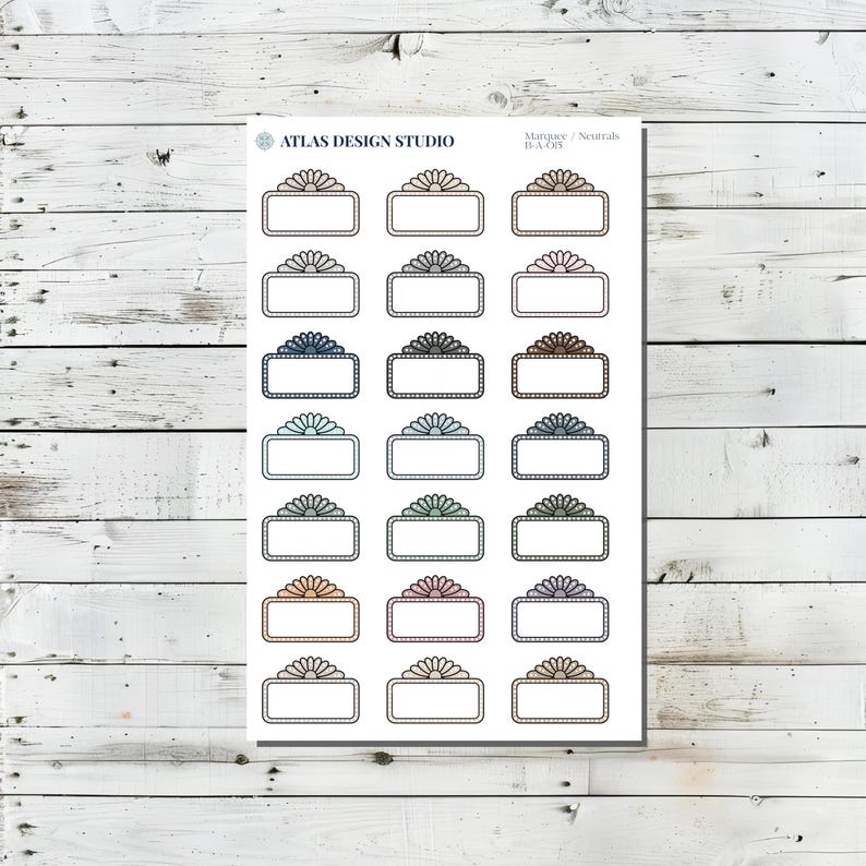 Rectangular Assorted Sticker Sheet Marquee Sticker Sheet | Neutral Colors | TV Show or Movie Night Sticker ...