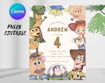 Editable Two infinity and Beyond Birthday invitation | Toy Story Party invitation, Invite 2nd Birthday | Digital kids Birthday invites Canva
